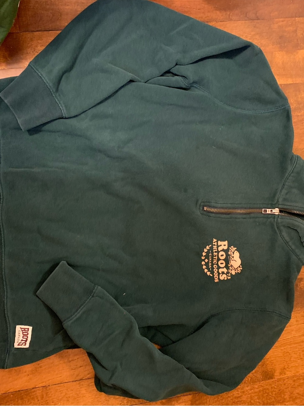Roots Women's Deep Forest Green Zip-Up Sweatshirt